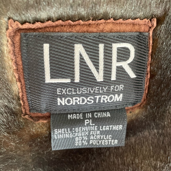 LNR for NORDSTROM SUEDE BUTTON FRONT LEATHER LINED JACKET w FAUX FUR TRIM, SZ PL - Picture 6 of 17